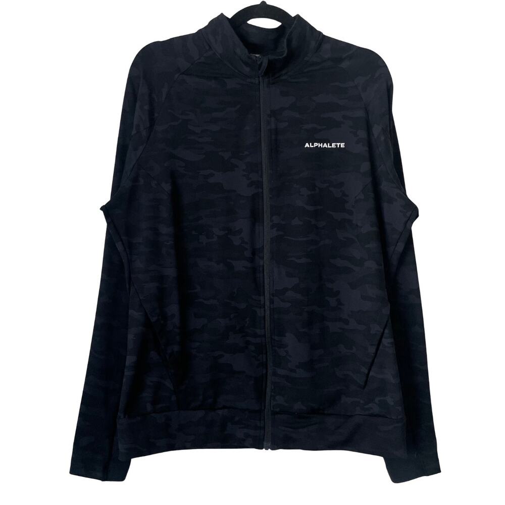 Alphalete Jacket Mens Large Black Pro Elite Camo Full Zip Athleisure Gym Workout